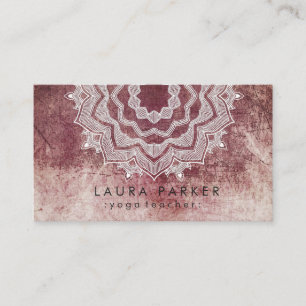 Tarjeta De Visita Mandala Lotus Flor Yoga Meditación Vintage