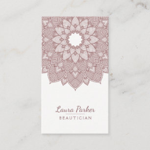 Tarjeta De Visita Mandala Lotus Flor Yoga Wellness Medición Rosa