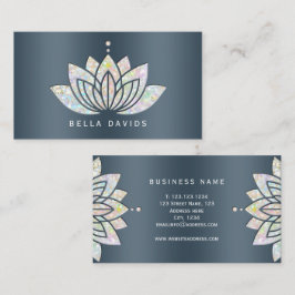 Tarjeta De Visita Mandalá Lotus Floral Instructor de Yoga Azul Teal