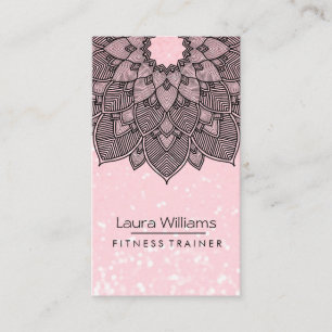Tarjeta De Visita Mandala Lotus Flower Yoga Instructor Pink Holistic
