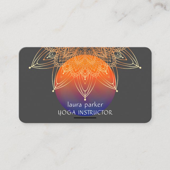 Tarjeta De Visita Mandala Meditación del yoga para curar Lotus Boho (Anverso)