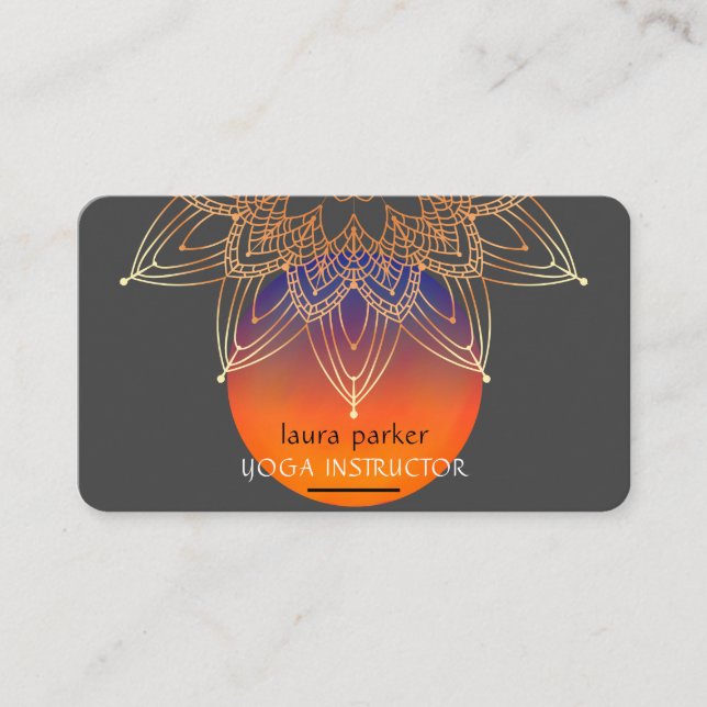 Tarjeta De Visita Mandala Meditación Yoga Healing Lotus Boho (Anverso)