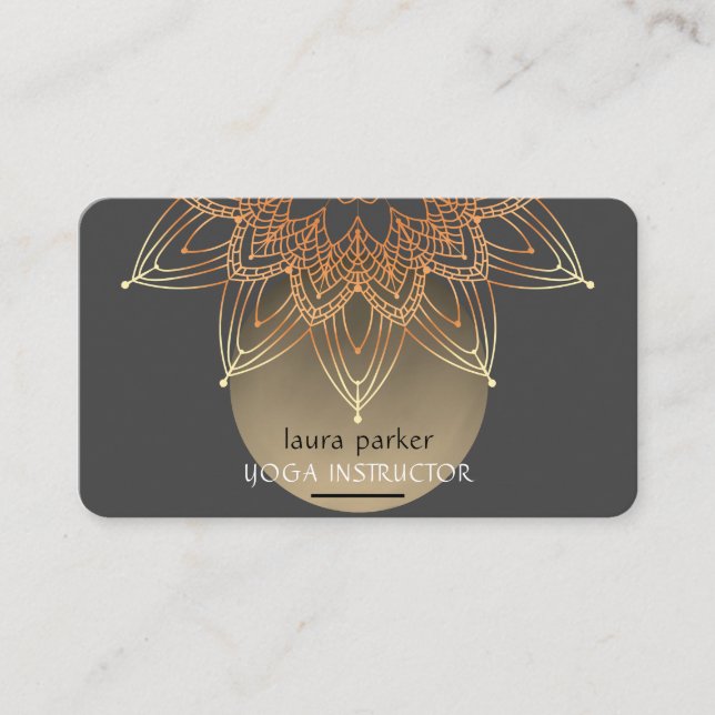 Tarjeta De Visita Mandala Meditación Yoga Healing Lotus Boho (Anverso)