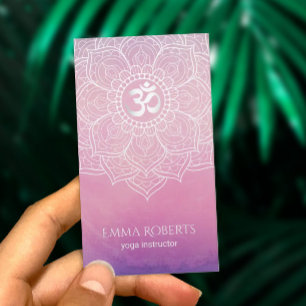 Tarjeta De Visita Mandala Namaste de Lotus de la acuarela del