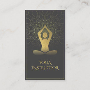 Tarjeta De Visita Mandala negra y dorada Meditación de yoga y símbol