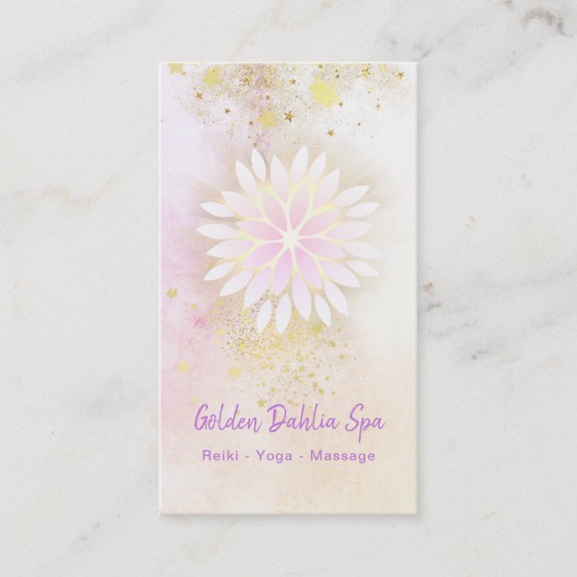 Tarjeta De Visita *~* Mandala Peach Dahlia Pastel Lavender AP2 (Anverso)