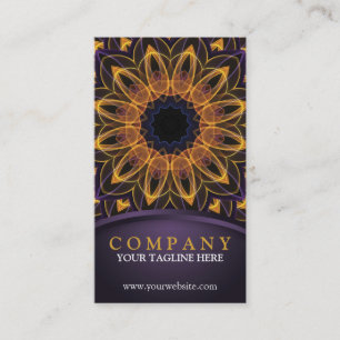 Tarjeta De Visita Mandala púrpura amarilla de Lotus