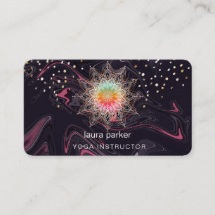 Tarjeta De Visita Mándala púrpura Boho Meditación Acuarela Yoga