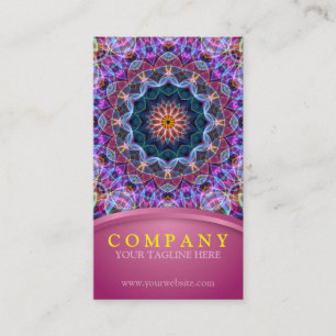 Tarjeta De Visita Mandala púrpura de Lotus con rosa