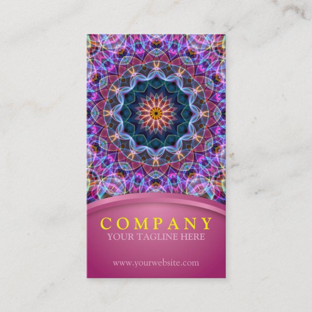 Tarjeta De Visita Mandala púrpura de Lotus con rosa (Anverso)