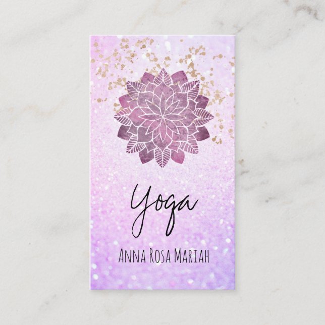 Tarjeta De Visita *~* Mandala Purpurina de oro yoga espiritual (Anverso)