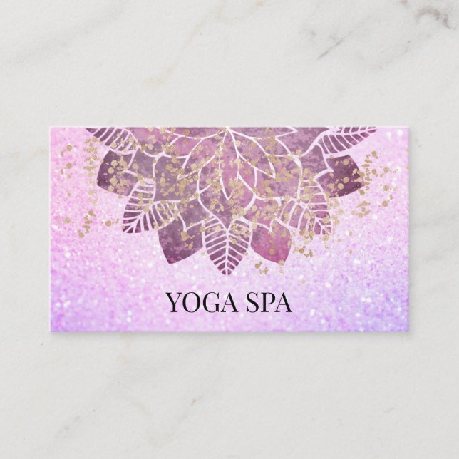 Tarjeta De Visita *~* Mandala - Purpurina rosado dorado Yoga espirit (Anverso)