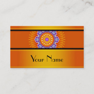 Tarjeta De Visita Mandala Rays Violeta Amarilla + tu texto
