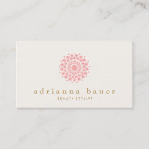 Tarjeta De Visita Mandala rosa simple y elegante
