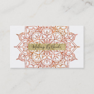 Tarjeta De Visita Mandala rosa y naranja en glamour blanco