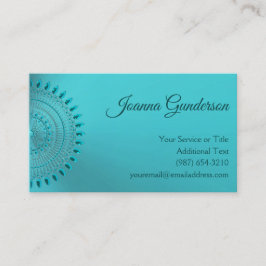 Tarjeta De Visita Mandala verde azulada elegante del verde azul