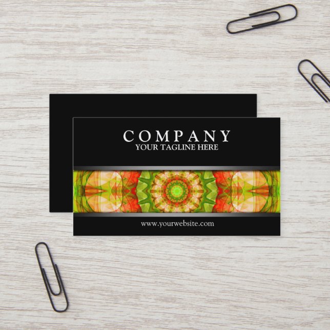 Tarjeta De Visita Mandala verde roja de las manzanas moderna (Anverso/Reverso In Situ)