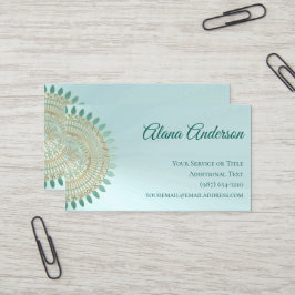 Tarjeta De Visita Mandala versátil de la verde menta y del oro