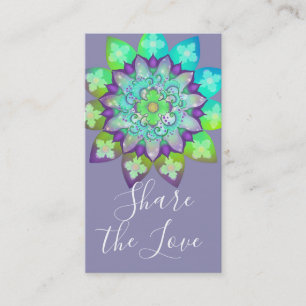 Tarjeta De Visita Mandalas de Flor de Meditación en Púrpura Referido