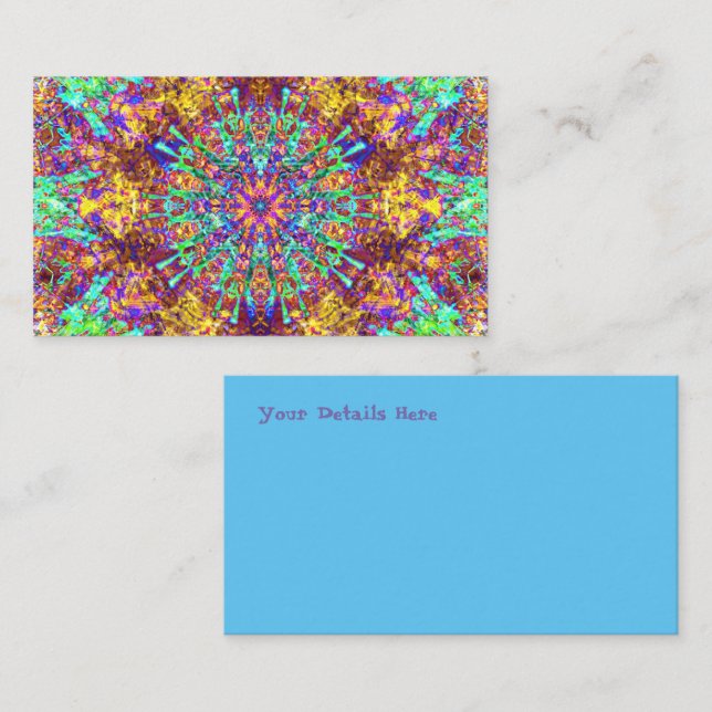 Tarjeta De Visita Mandalas Psicodélicos Trippy Hippie Explosión de C (Anverso / Reverso)