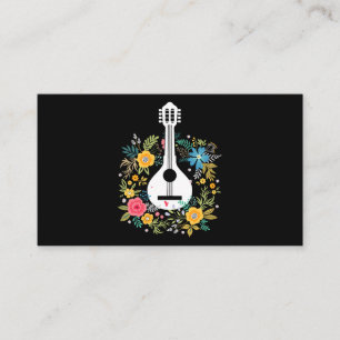 Tarjeta De Visita Mandolin Flowers Pattern Player String Instruments