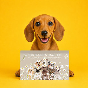 Tarjeta De Visita Manejador de Exhibición de Perros Beige de Raza Pu