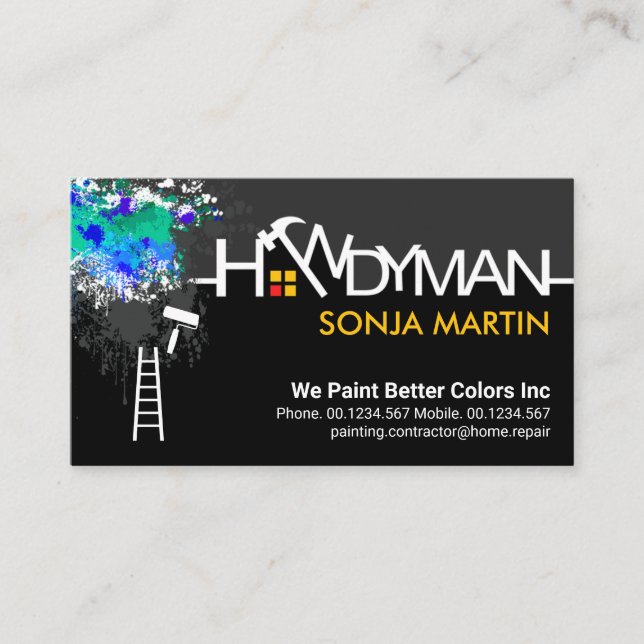 Tarjeta De Visita Manejador de sangrado de pintura para despegado de (Anverso)