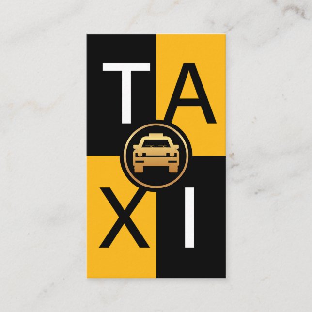 Tarjeta De Visita Manejar con taxi amarillo negro (Anverso)