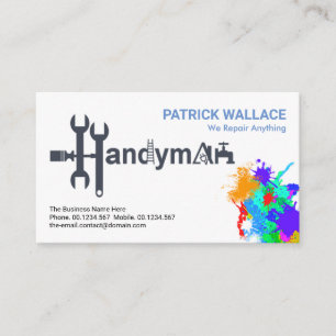 Tarjeta De Visita Manejar herramientas Motif Paint Splatter Painter