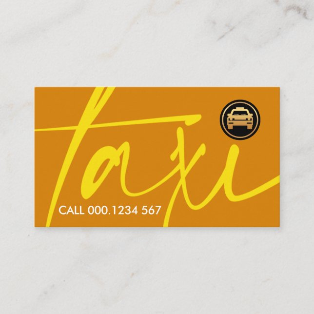 Tarjeta De Visita Manejo creativo de carteles en taxi amarillo (Anverso)