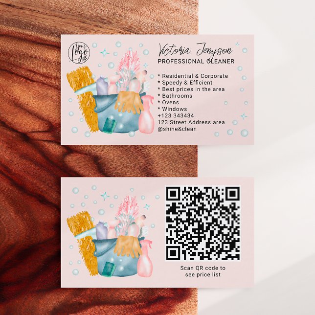 Tarjeta De Visita Manejo de agua, limpieza de criadas, rosa (Subido por el creador)