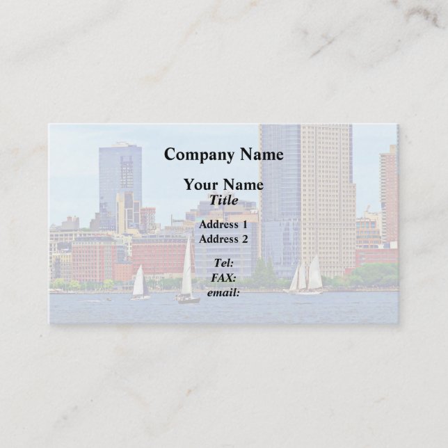 Tarjeta De Visita Manhattan NY - Tres Barcos Por Manhattan Skyline (Anverso)