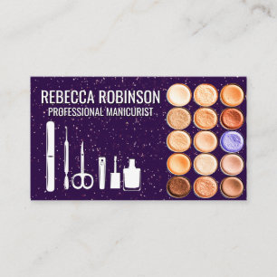 Tarjeta De Visita Manicura   Brillantina violeta   Crear Fundación