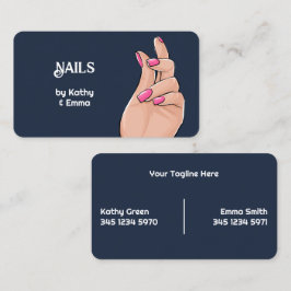 Tarjeta De Visita Manicura de dos nombres Navy