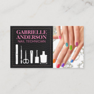 Tarjeta De Visita Manicura de las uñas coloridas