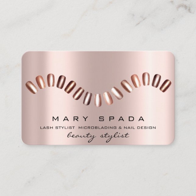 Tarjeta De Visita Manicura de uñas maquillaje Rosa de manicura Spark (Anverso)