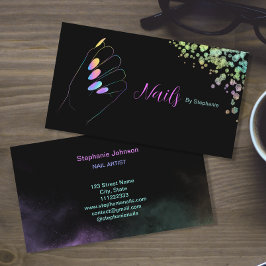 Tarjeta De Visita Manicura del arte de las uñas del Purpurina hologr