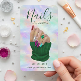 Tarjeta De Visita Manicurist Artist Chic Nail Studio Stylish Opal
