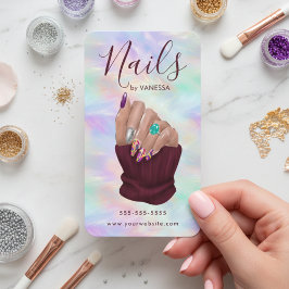 Tarjeta De Visita Manicurist Artist Nail Art Studio Stylish Opal