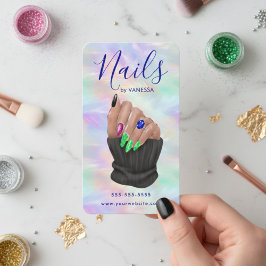 Tarjeta De Visita Manicurist Artist Nail Art Studio Stylish Opal