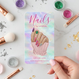 Tarjeta De Visita Manicurist Artist Stylish Nail Salon Chic Opal