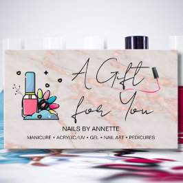 Tarjeta De Visita Manicurist Nail Tech Rose Marble Gift Certificate 