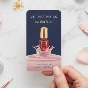Tarjeta De Visita Manicurista Artista Técnico de Uñas Rosa Sonrosado