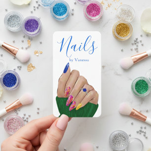 Tarjeta De Visita Manicurista Chic Código QR Técnico de Uñas Elegant