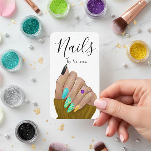 Tarjeta De Visita Manicurista de Salón de Uñas Profesional Código QR