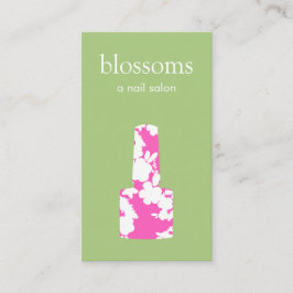 Tarjeta De Visita Manicurista de salón de uñas verde y rosa