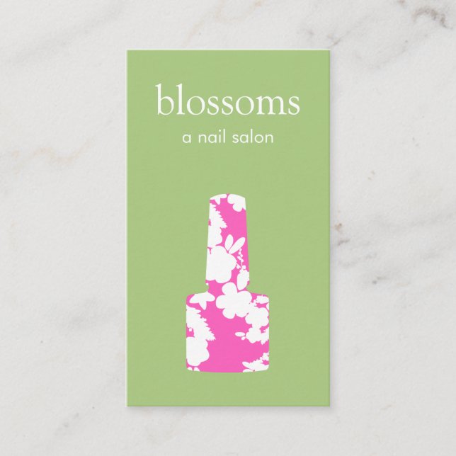 Tarjeta De Visita Manicurista de salón de uñas verde y rosa (Anverso)