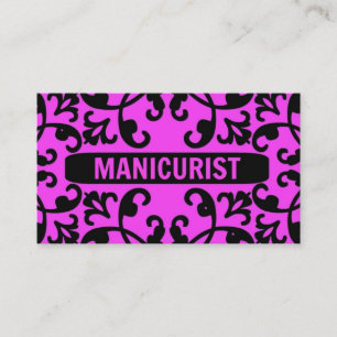 Tarjeta de visita Manicurista Hot Pink Damask