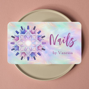 Tarjeta De Visita Manicurista moderna opal iridiscente elegante nego