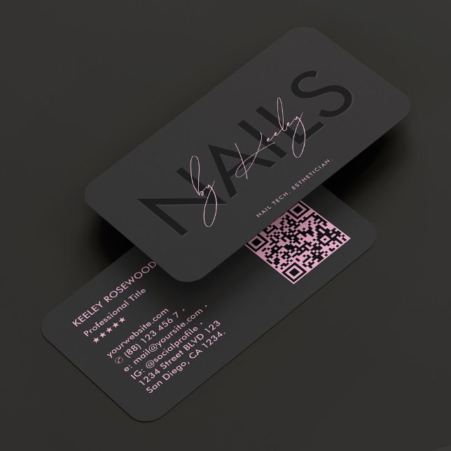 Tarjeta De Visita Manicurista Nail Tech Nail Artista Black Pink (Manicurist Nail Tech Nail Artist Black Pink Business Card
)